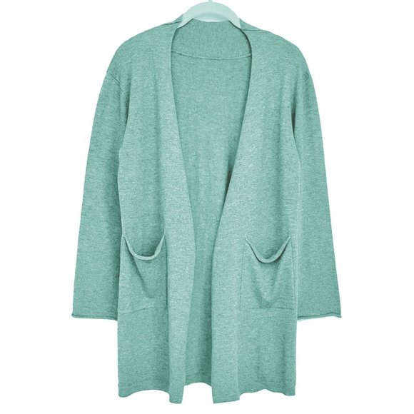 Fred and Sibel Sweaters - Cashmere Blend Mint Openfront Cardigan with Pockets - NWOT